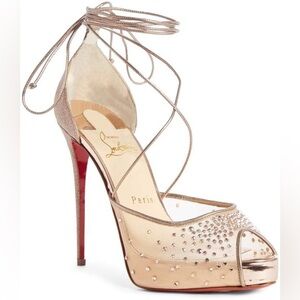 Christian Louboutin Maia La Bella Alta Strass lace up pumps size 40.5 new